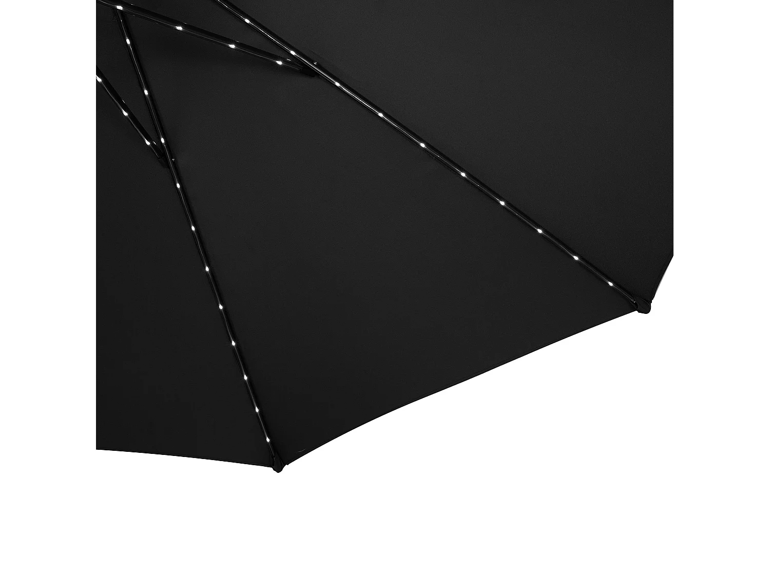 Parasol Inclinable à LED Solaire 2,7 m Noir & Socle en Béton Jardin Terrasse