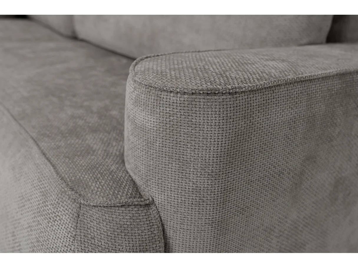 Canapé d'angle gauche 3 places avec coffre en tissu chenille gris CASSIS