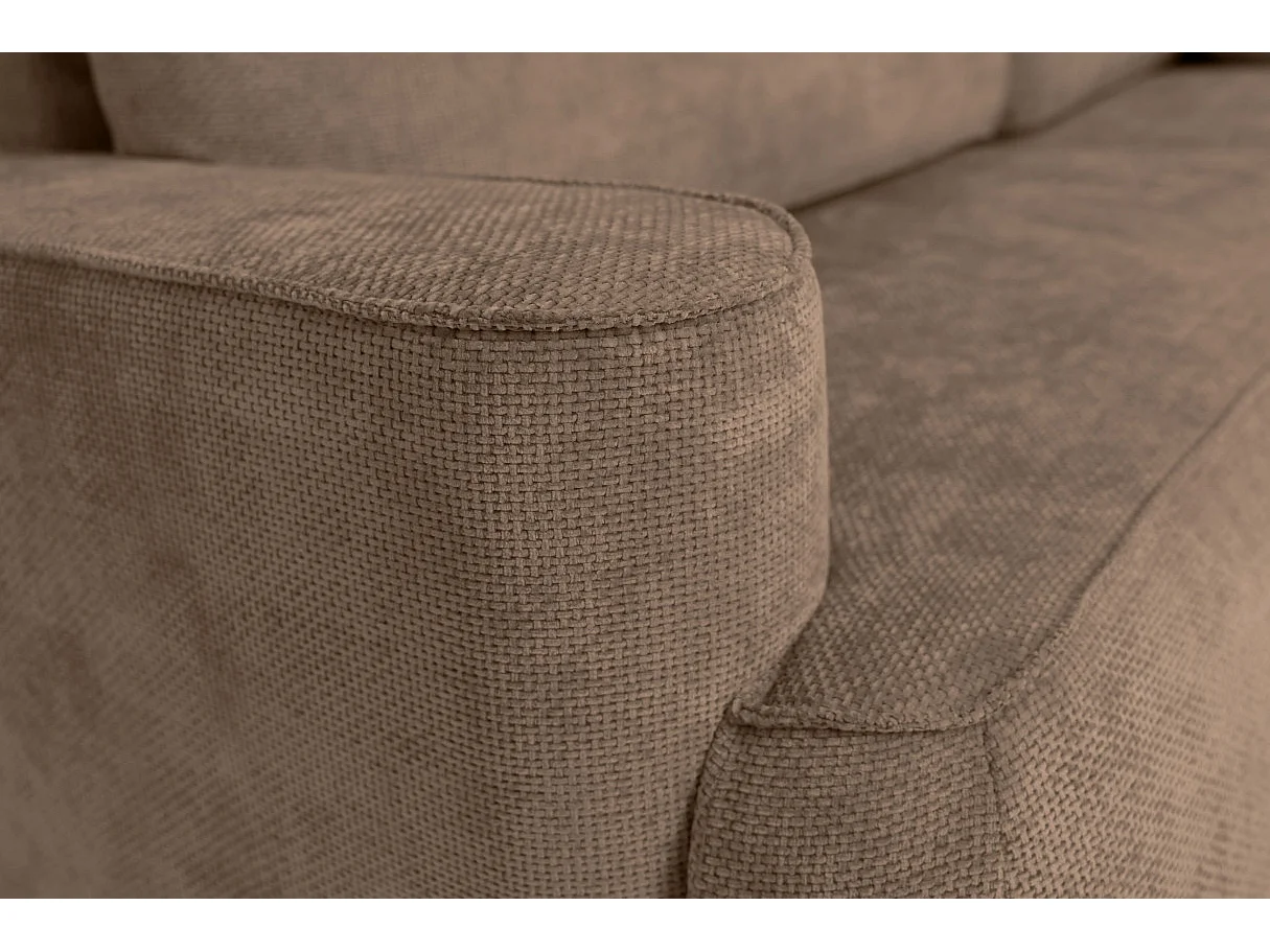 Canapé d'angle droit 3 places avec coffre en tissu chenille marron CASSIS