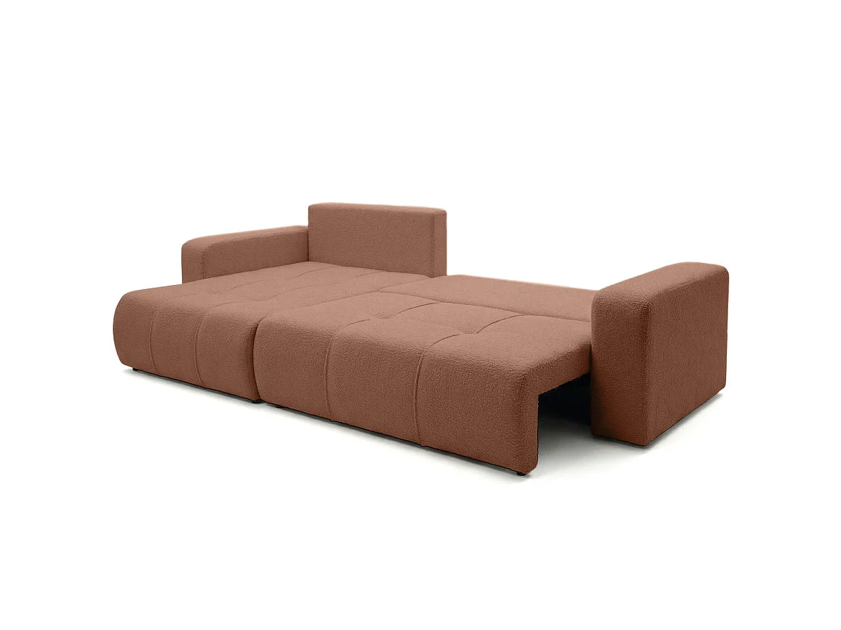 Canapé d'angle convertible 5 places réversible en tissu bouclette terracotta BARDOT