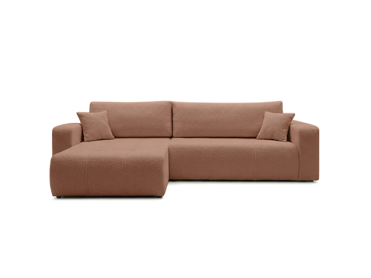 Canapé d'angle convertible 5 places réversible en tissu bouclette terracotta BARDOT