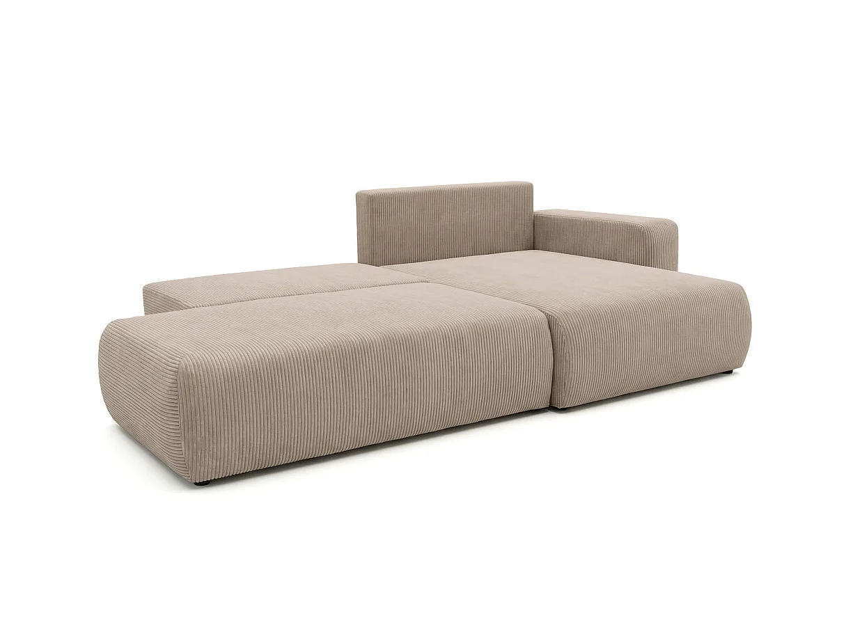Canapé d'angle convertible 5 places réversible en velours côtelé taupe ALYA