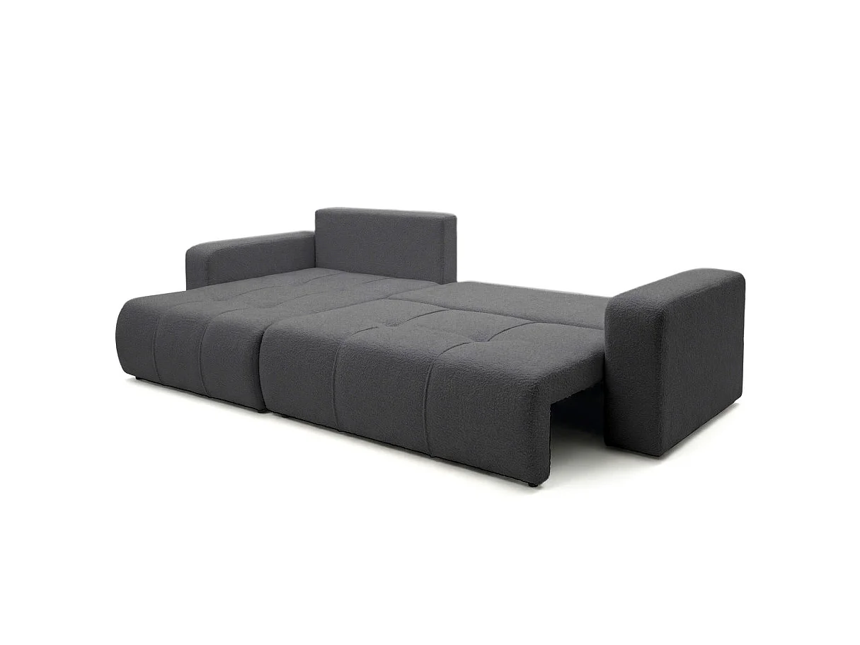 Canapé d'angle convertible 5 places réversible en tissu bouclette gris anthracite BARDOT