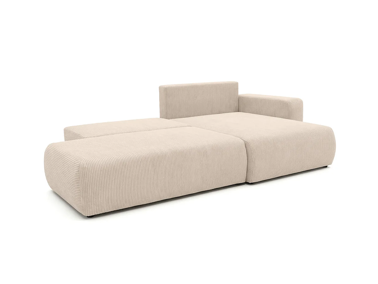 Canapé d'angle convertible 5 places réversible en velours côtelé beige ALYA