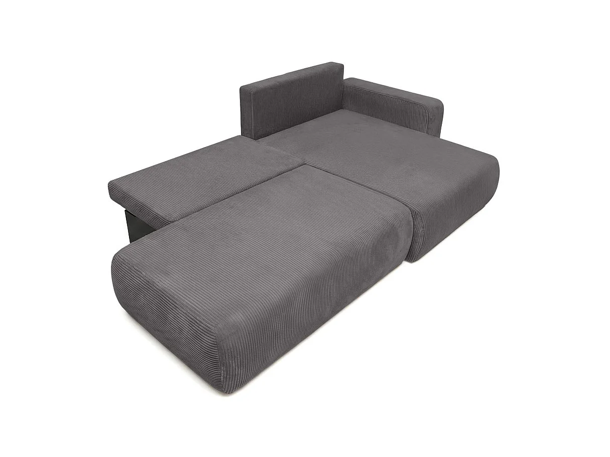 Canapé d'angle convertible 5 places réversible en velours côtelé gris anthracite ALYA