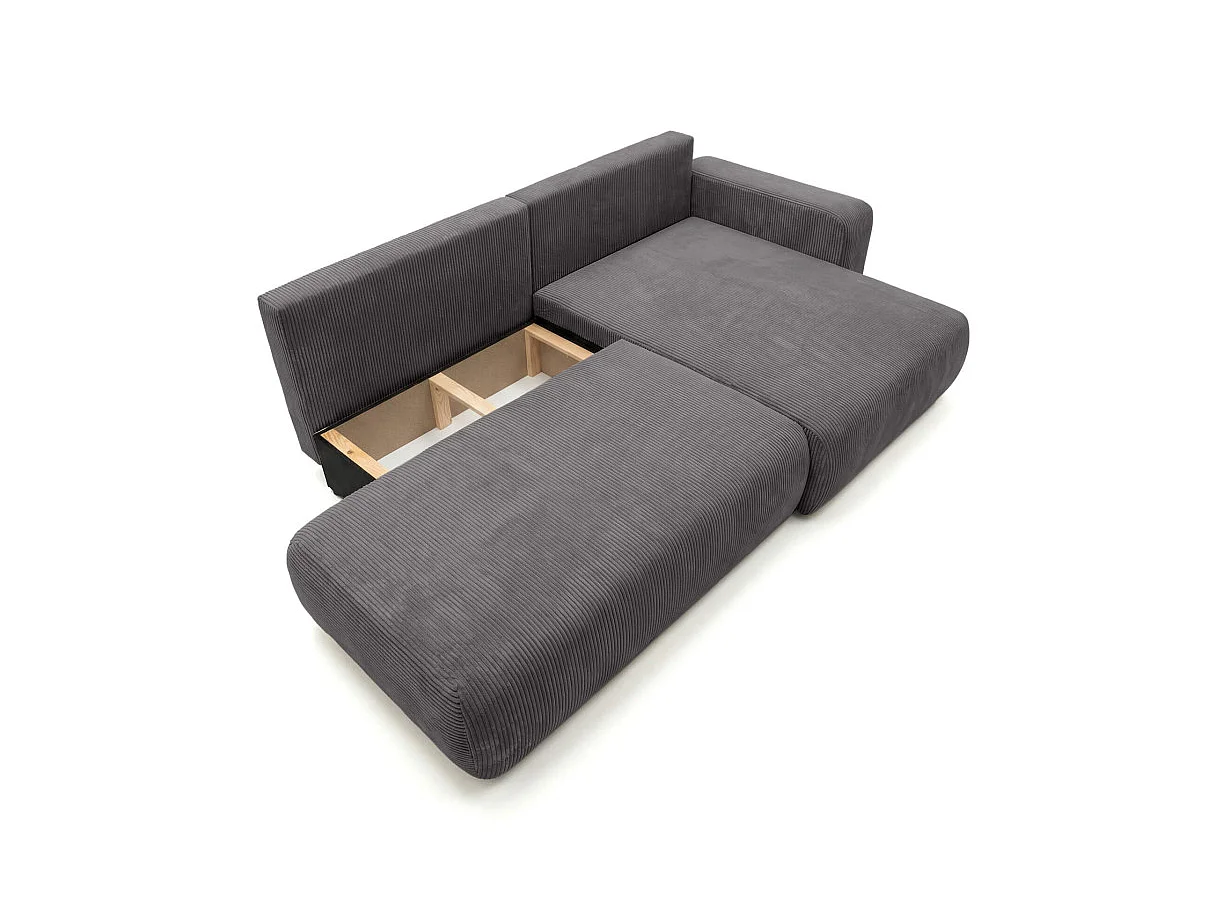Canapé d'angle convertible 5 places réversible en velours côtelé gris anthracite ALYA