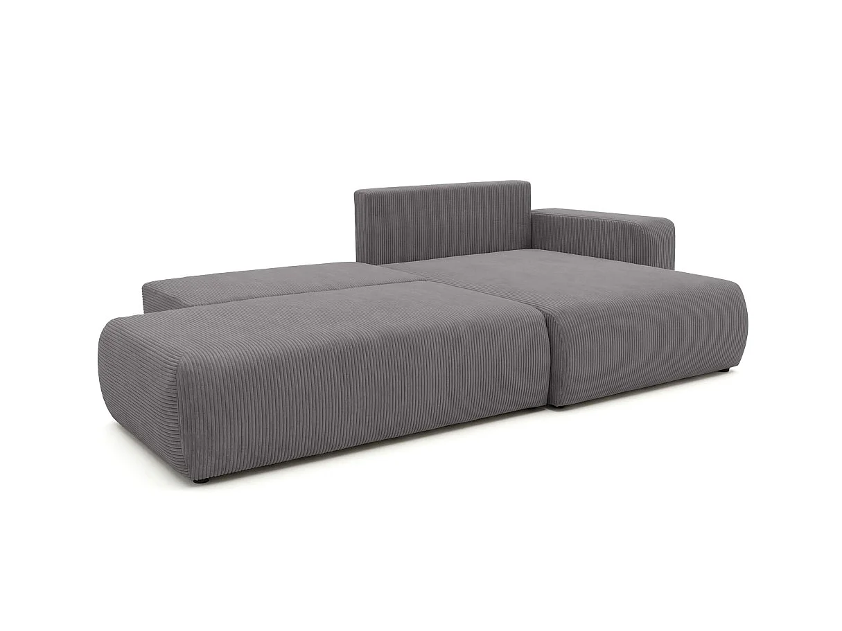 Canapé d'angle convertible 5 places réversible en velours côtelé gris anthracite ALYA