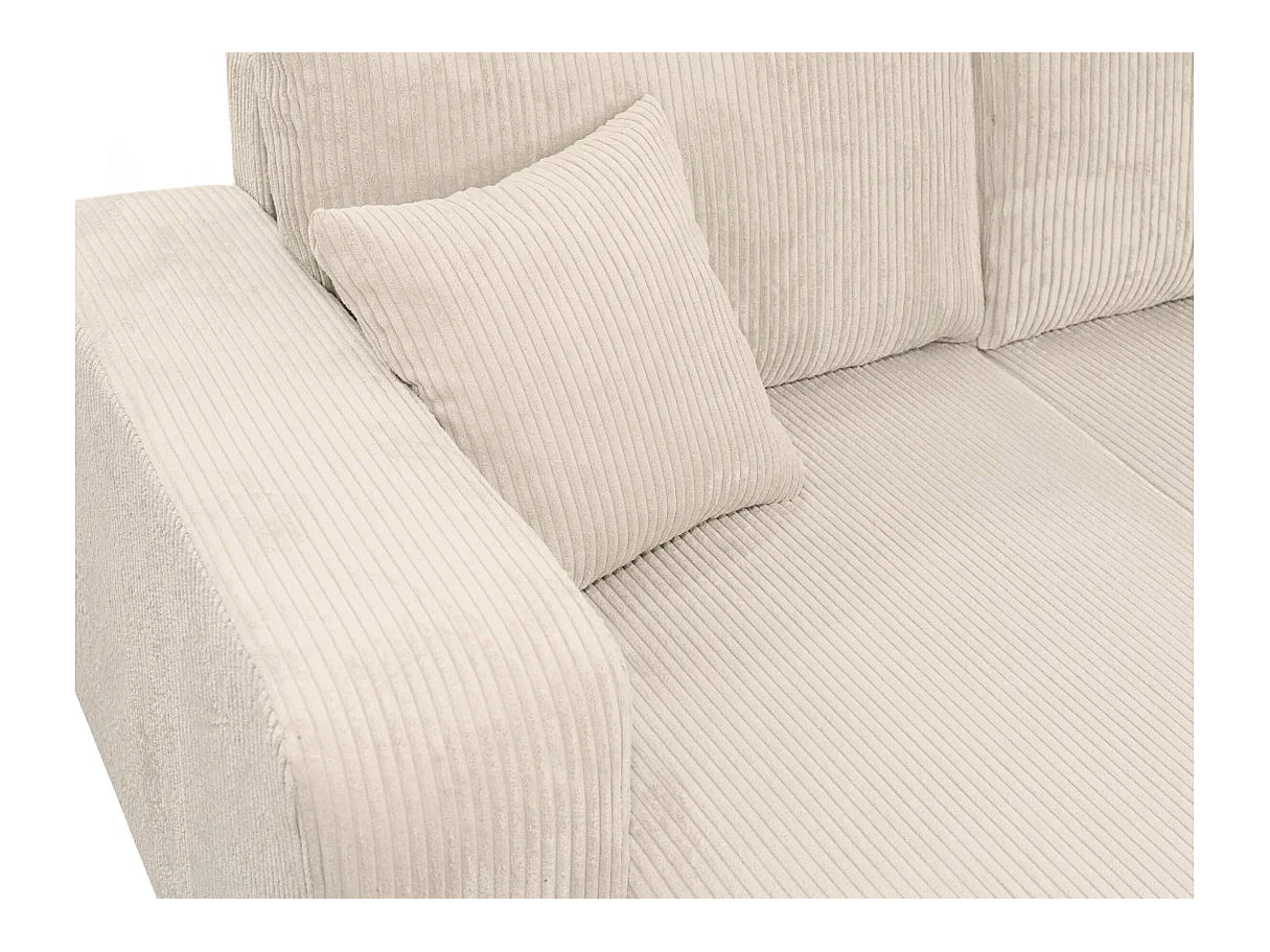 Canapé d'angle convertible 4 places réversible en velours côtelé beige KIARA