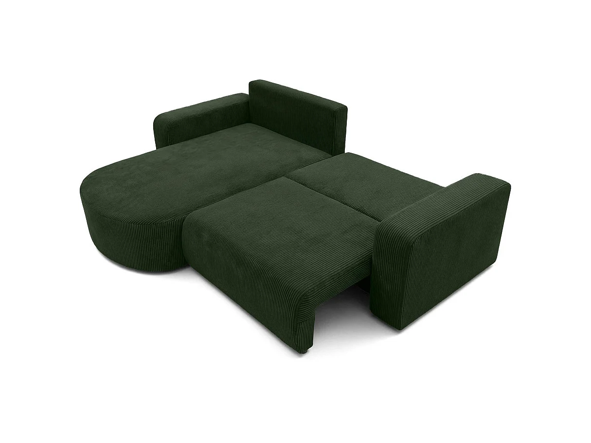 Canapé d'angle convertible 4 places réversible en velours côtelé vert KIARA