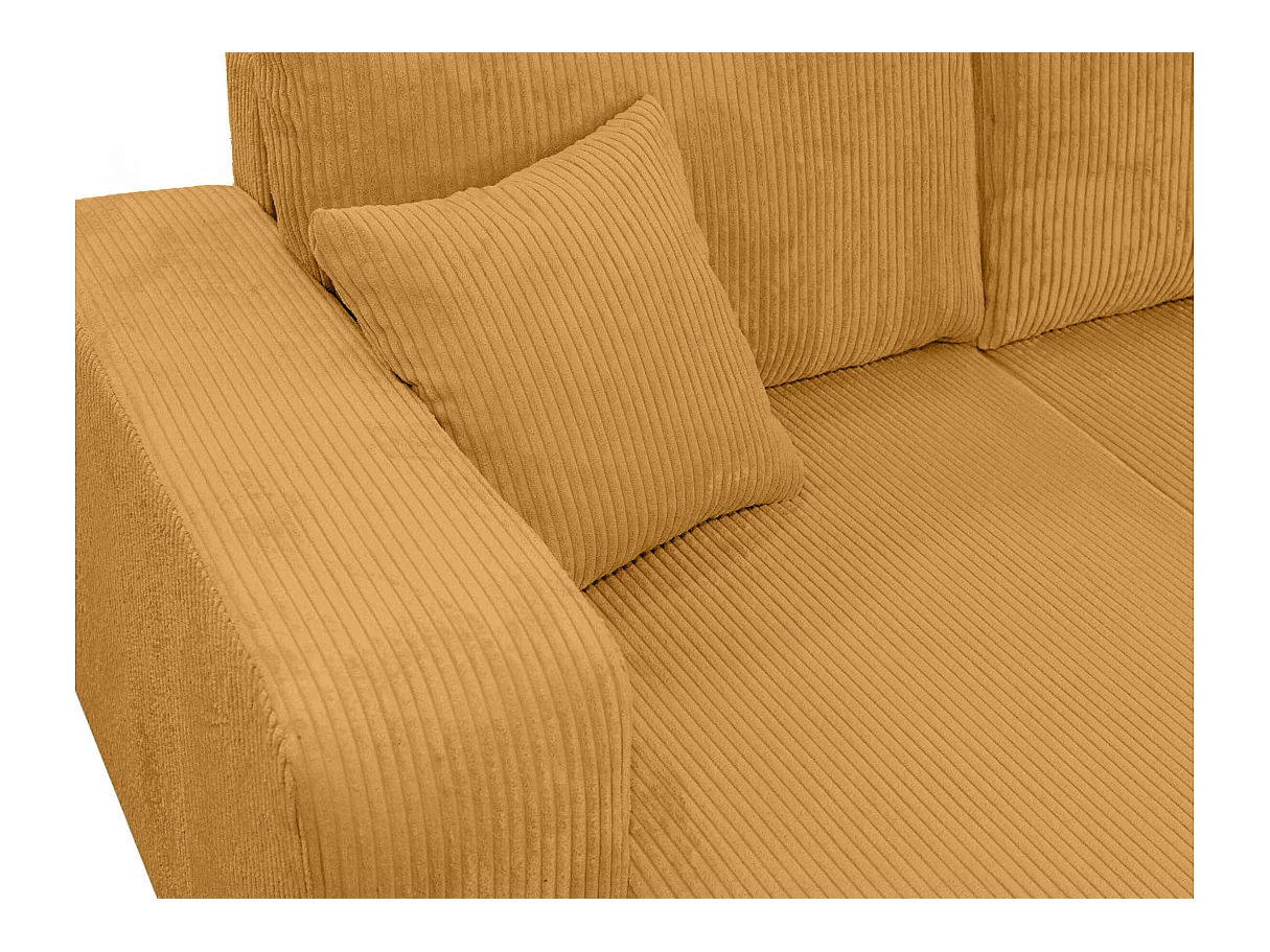Canapé d'angle convertible 4 places réversible en velours côtelé jaune KIARA