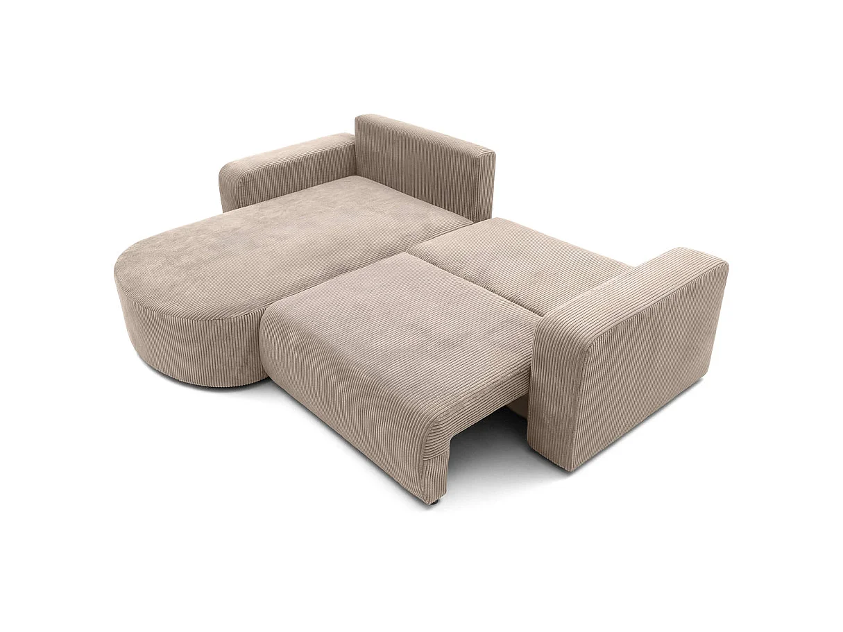 Canapé d'angle convertible 4 places réversible en velours côtelé taupe KIARA
