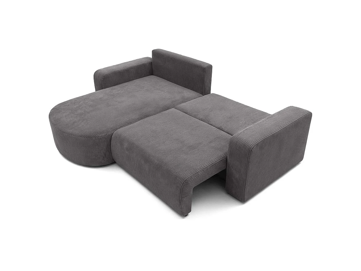Canapé d'angle convertible 4 places réversible en velours côtelé gris anthracite KIARA