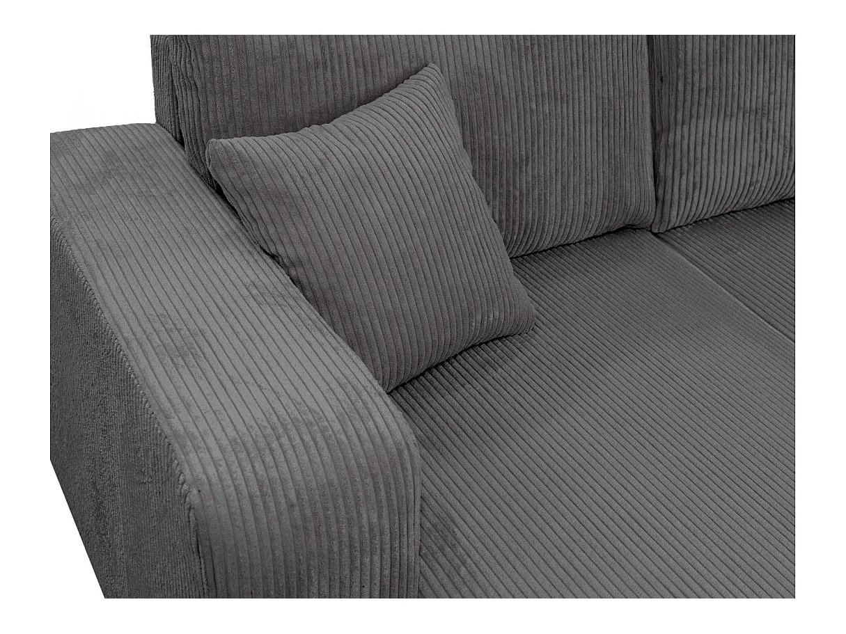 Canapé d'angle convertible 4 places réversible en velours côtelé gris anthracite KIARA