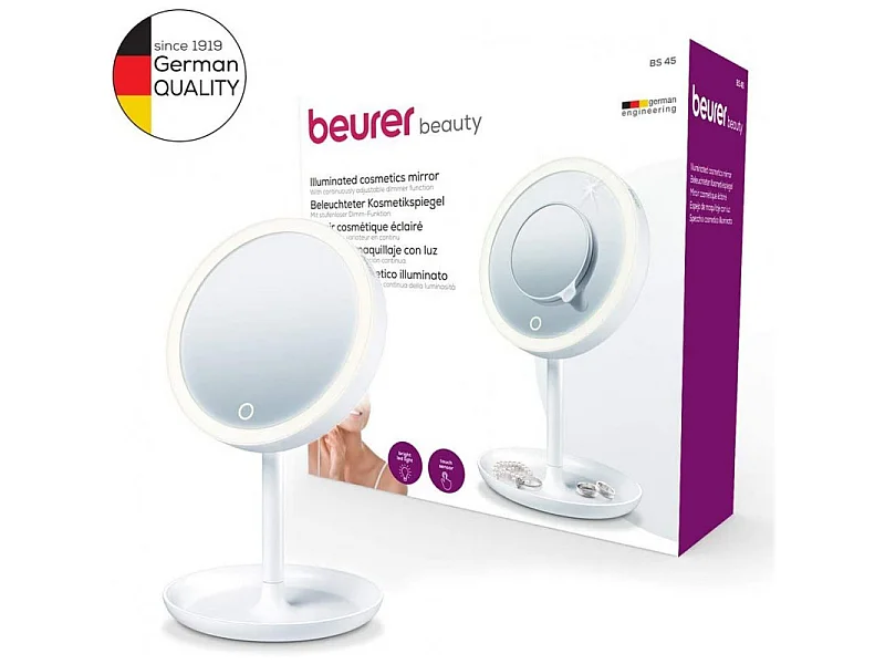 Miroir cosmétique lumineux Beurer BS45 avec grossissement x5 et arrêt automatique
