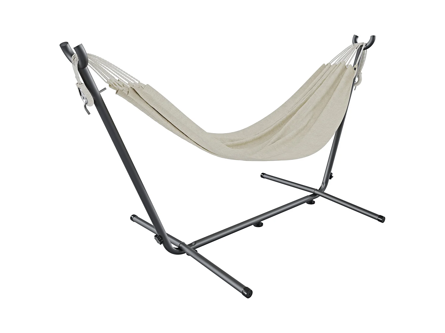 Amaca Da Giardino Con Supporto In Acciaio Portata 200 Kg Altezza Regolabile In Cotone Resistente Amaca Brasiliana Esterno Con Borsa 265 x 110 x 100 Cm Beige