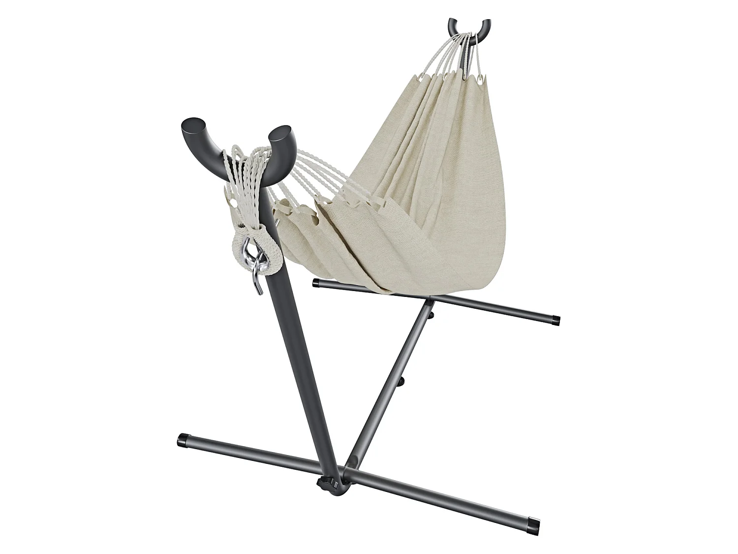 Amaca Da Giardino Con Supporto In Acciaio Portata 200 Kg Altezza Regolabile In Cotone Resistente Amaca Brasiliana Esterno Con Borsa 265 x 110 x 100 Cm Beige