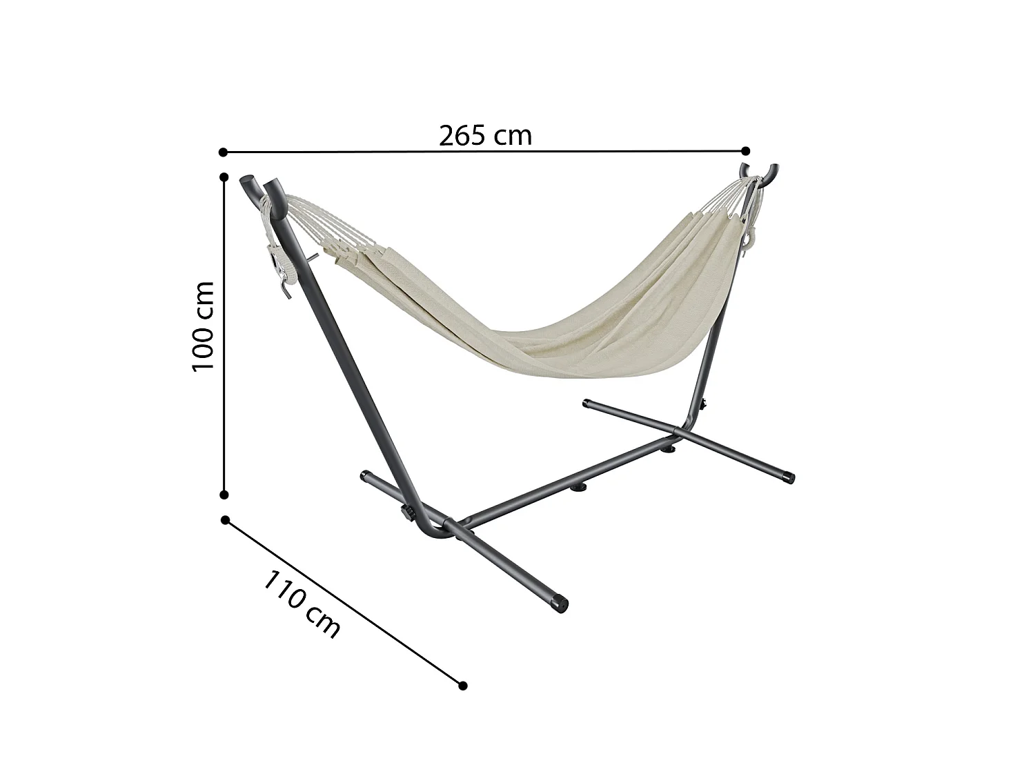 Amaca Da Giardino Con Supporto In Acciaio Portata 200 Kg Altezza Regolabile In Cotone Resistente Amaca Brasiliana Esterno Con Borsa 265 x 110 x 100 Cm Beige