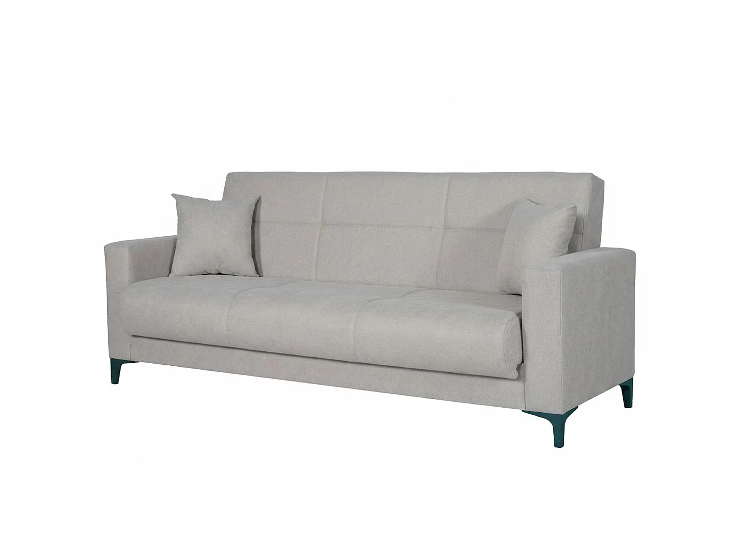 Divano Letto 3 Posti Con Cassettone Contenitore Imbottitura A Molle E Cuscini Trasformabile in Letto Salotto Zona Living 212 x 87 x 90 Cm Colore Grigio Chiaro