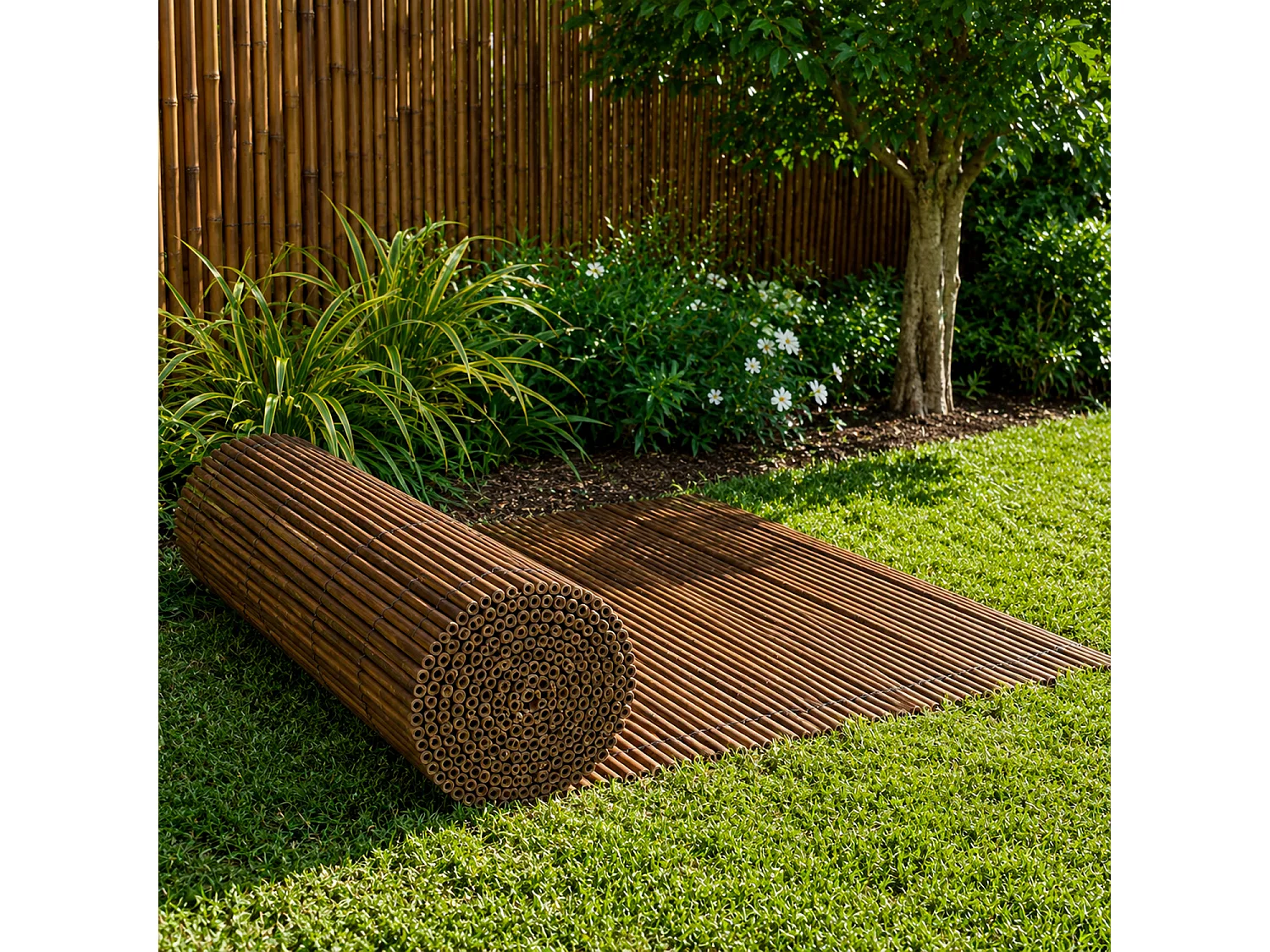 Recinzione Frangivista Arella in Bamboo Carbonizzato Ø 20-30 mm Premium Giardino Balcone Piscina Schermo Privacy Esterno Resistente 120 x 250 cm Marrone Scuro