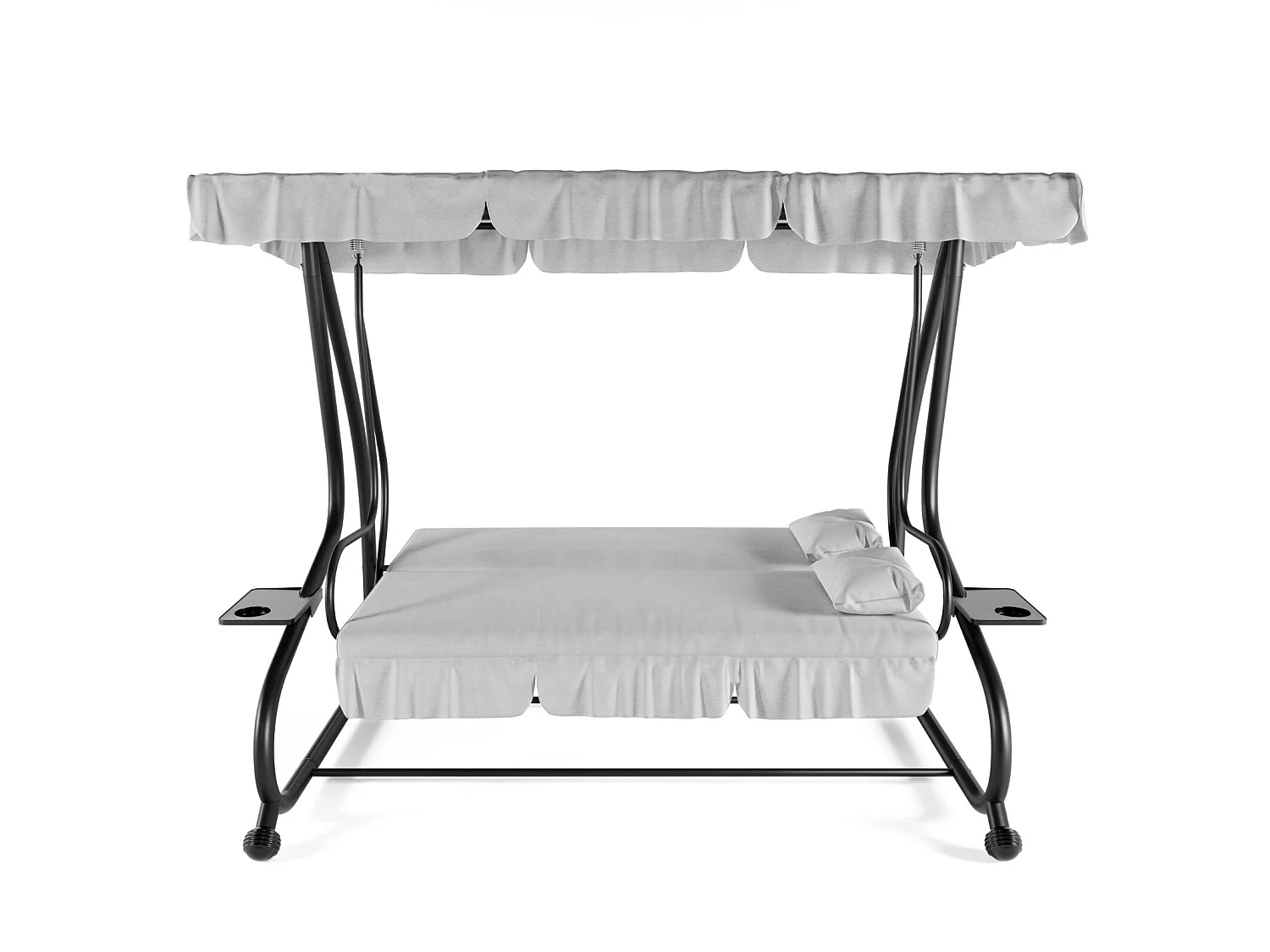 Dondolo 3 Posti Reclinabile Tettuccio Regolabile Cuscini Imbottiti Diventa Letto Struttura In Acciaio Verniciato Giardino Esterno 200 x 120 x 160 cm Grigio
