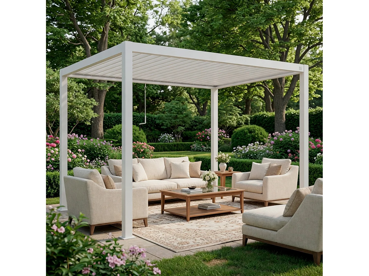 Pergola Bioclimatica 3x4 Metri Gazebo Lamelle Orientabili Sistema Drenaggio Struttura Alluminio Acciaio Anti UV Giardino Terrazza Piscina Bianco Opaco