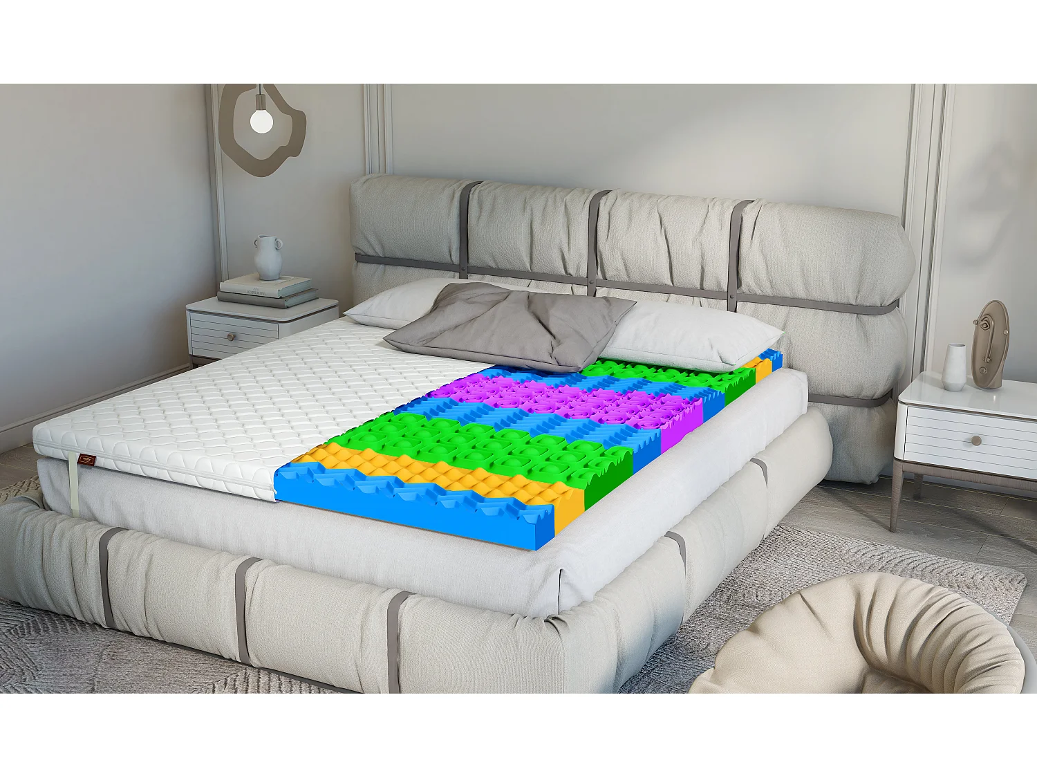 Venerdi Black Masserend Matrastopper 80x200 - 7cm Dik, 9 Ondersteuningszones, Hypoallergeen, Gezondheidsvoordelen