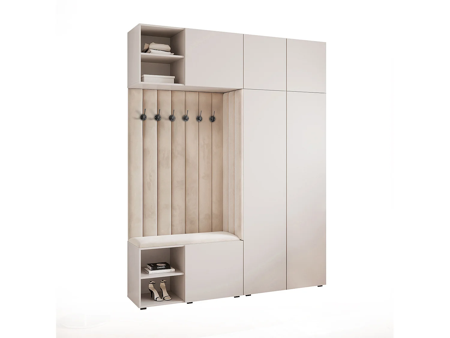 Garderobe Aria 190 cm Kasjmier Gestoffeerd Kasjmier Soft-Close Push-to-Open