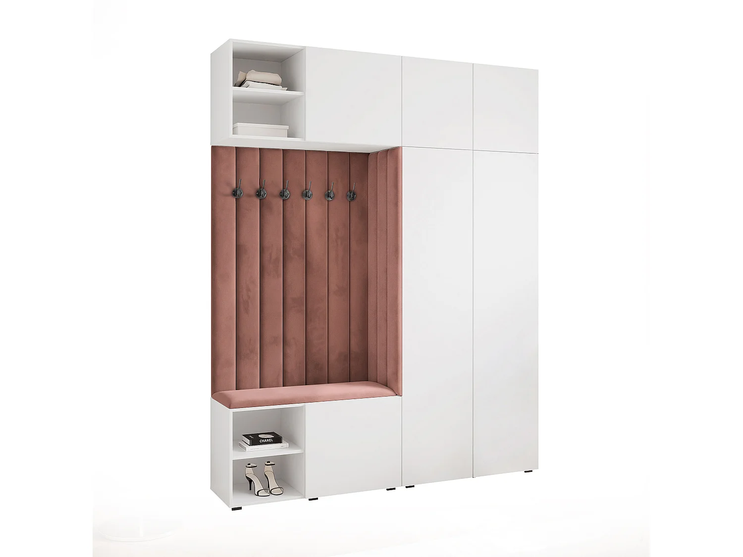 Garderobe Aria 190 cm Wit Gestoffeerd Roest Soft-Close Push-to-Open