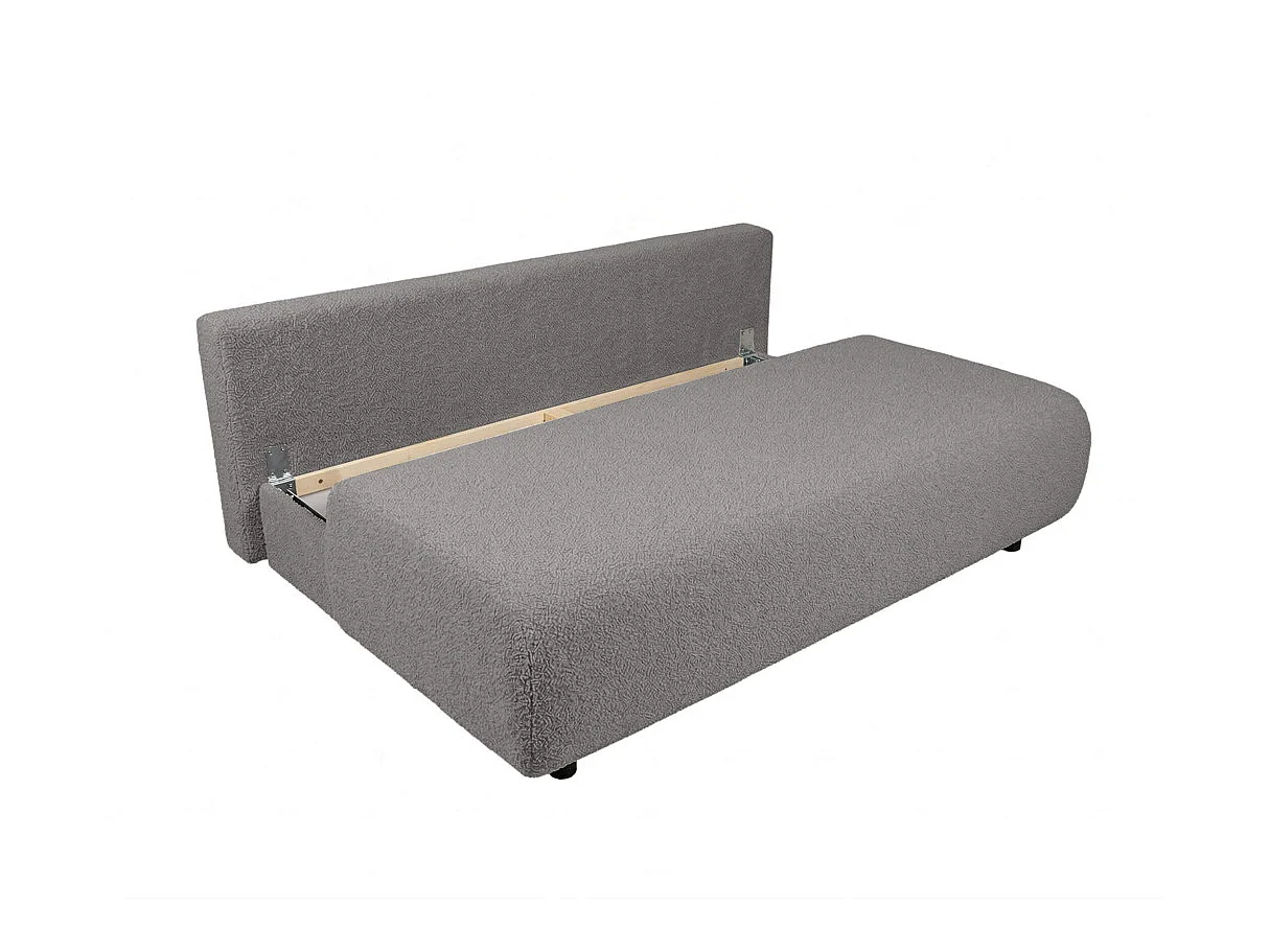 Canapé convertible 3 places avec coffre en tissu bouclette gris VELUTO