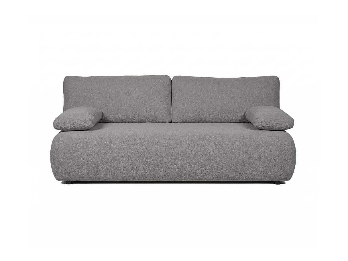 Canapé convertible 3 places avec coffre en tissu bouclette gris VELUTO