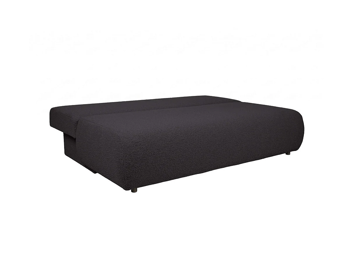 Canapé convertible 3 places avec coffre en tissu bouclette gris anthracite VELUTO