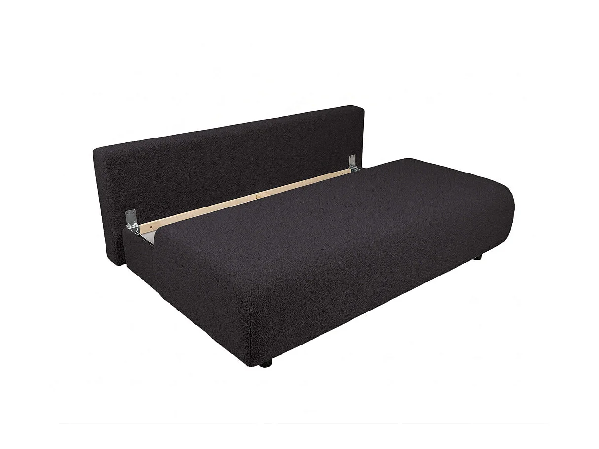 Canapé convertible 3 places avec coffre en tissu bouclette gris anthracite VELUTO