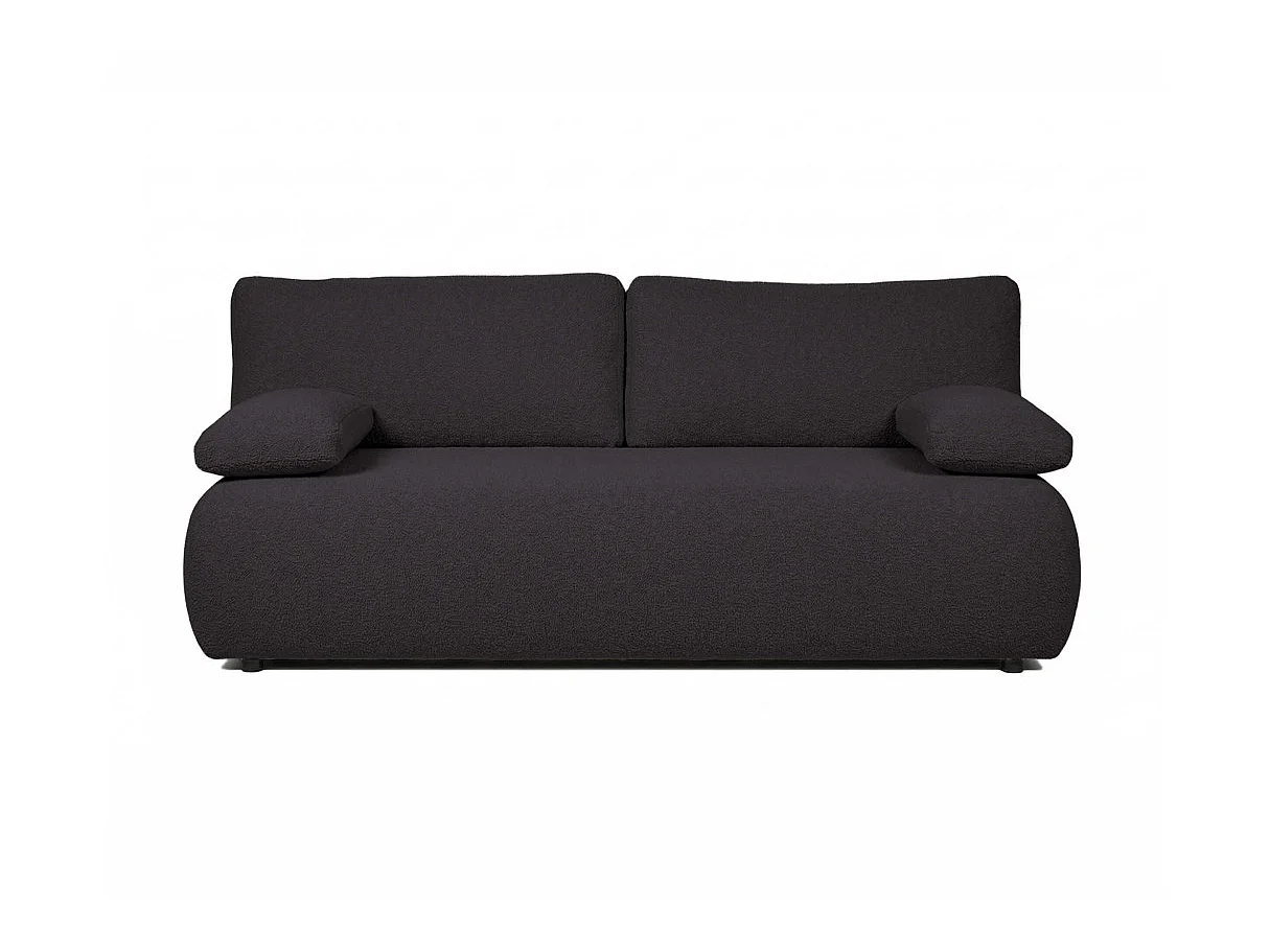 Canapé convertible 3 places avec coffre en tissu bouclette gris anthracite VELUTO