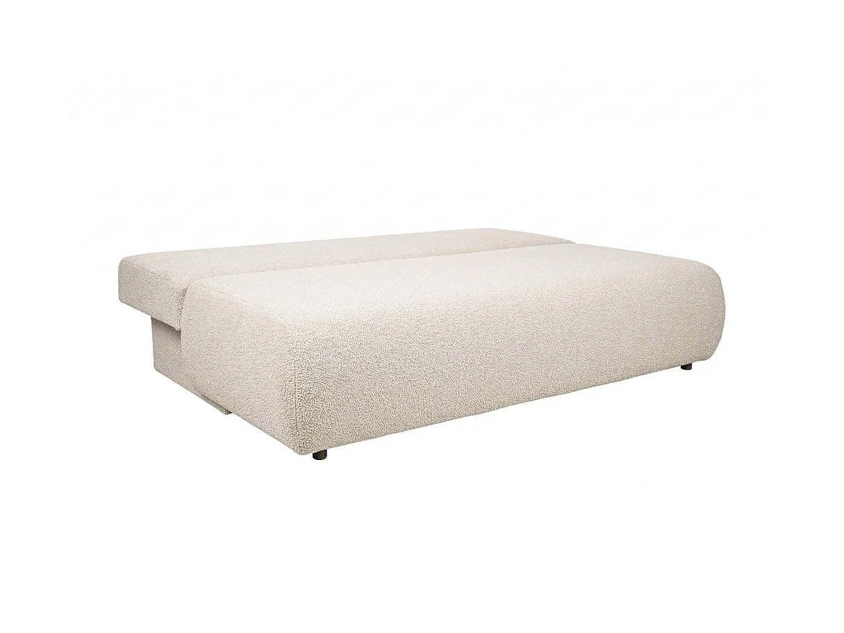 Canapé convertible 3 places avec coffre en tissu bouclette blanc VELUTO