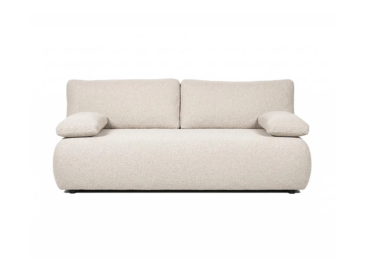Canapé convertible 3 places avec coffre en tissu bouclette blanc VELUTO
