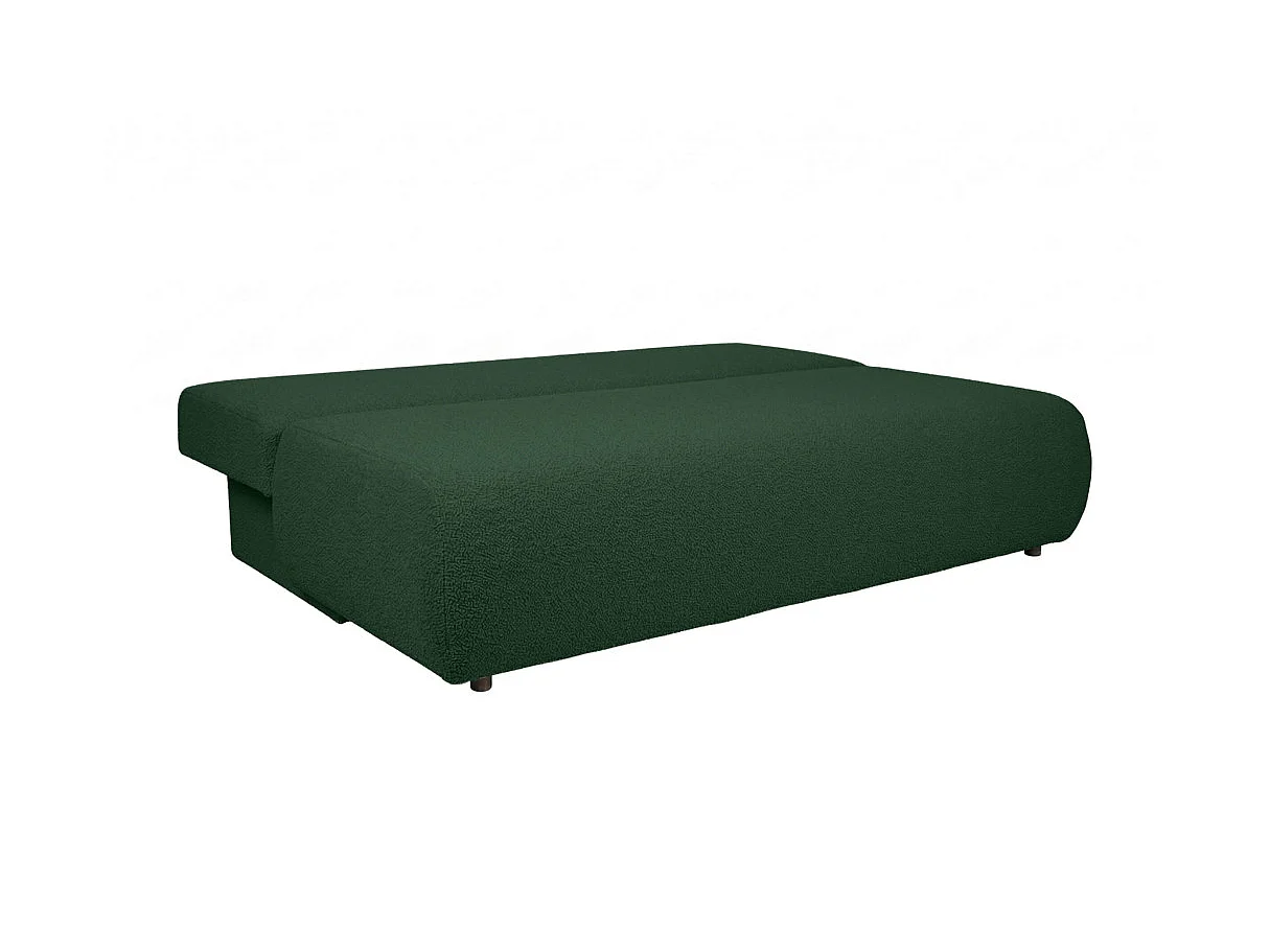 Canapé convertible 3 places avec coffre en tissu bouclette vert VELUTO