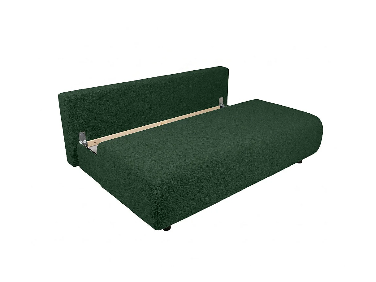 Canapé convertible 3 places avec coffre en tissu bouclette vert VELUTO