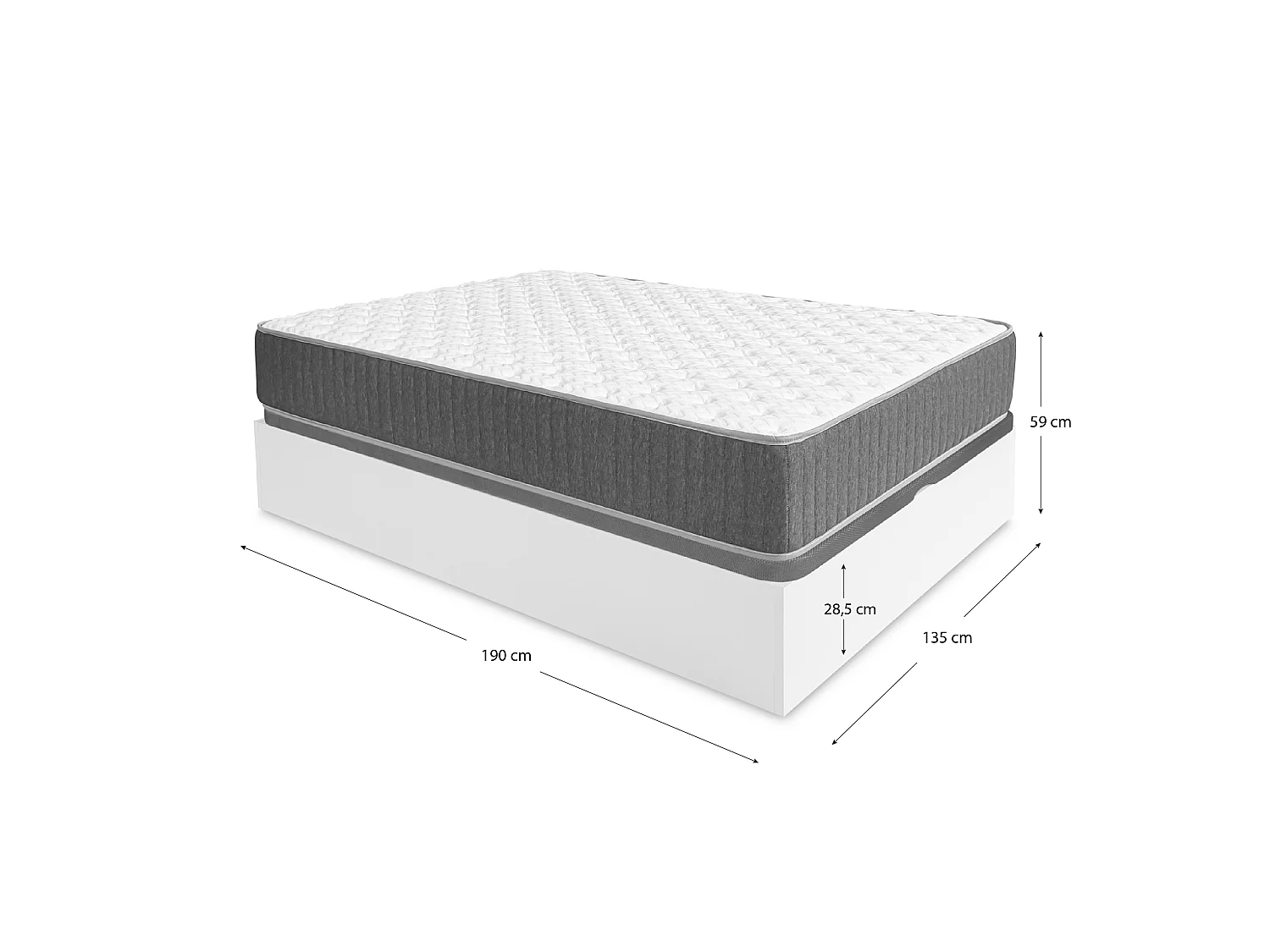 Pack ahorro matrimonio Canapé abatible Nest con Colchón viscoelástico y muelles Aurea 135 x 190 cm| Montaje Incluido (Solo canapé)
