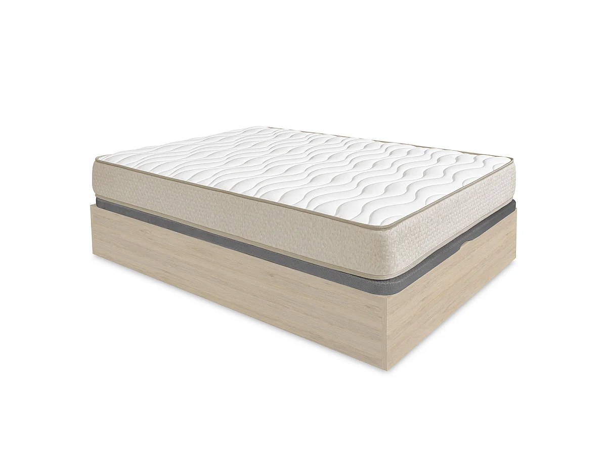 Pack ahorro matrimonio Canapé abatible Nest Roble con Colchón viscoelástico Nova Plus 150 x 190 cm| Montaje Incluido (Solo canapé)