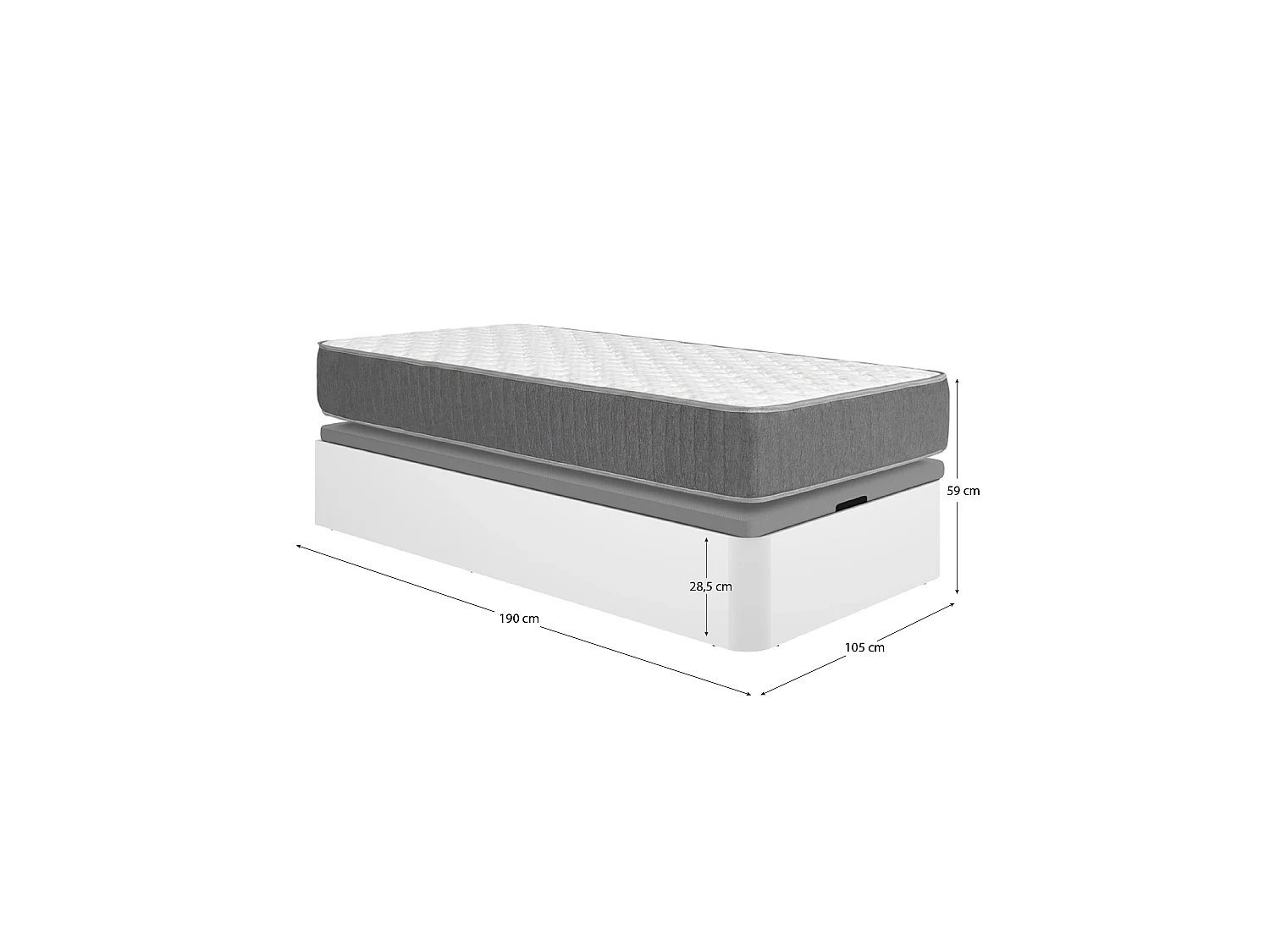 Pack ahorro juvenil Canapé Round con Colchón viscoelástico y muelles ensacados Aurea 105 x 190 cm| Montaje Incluido (Solo canapé)