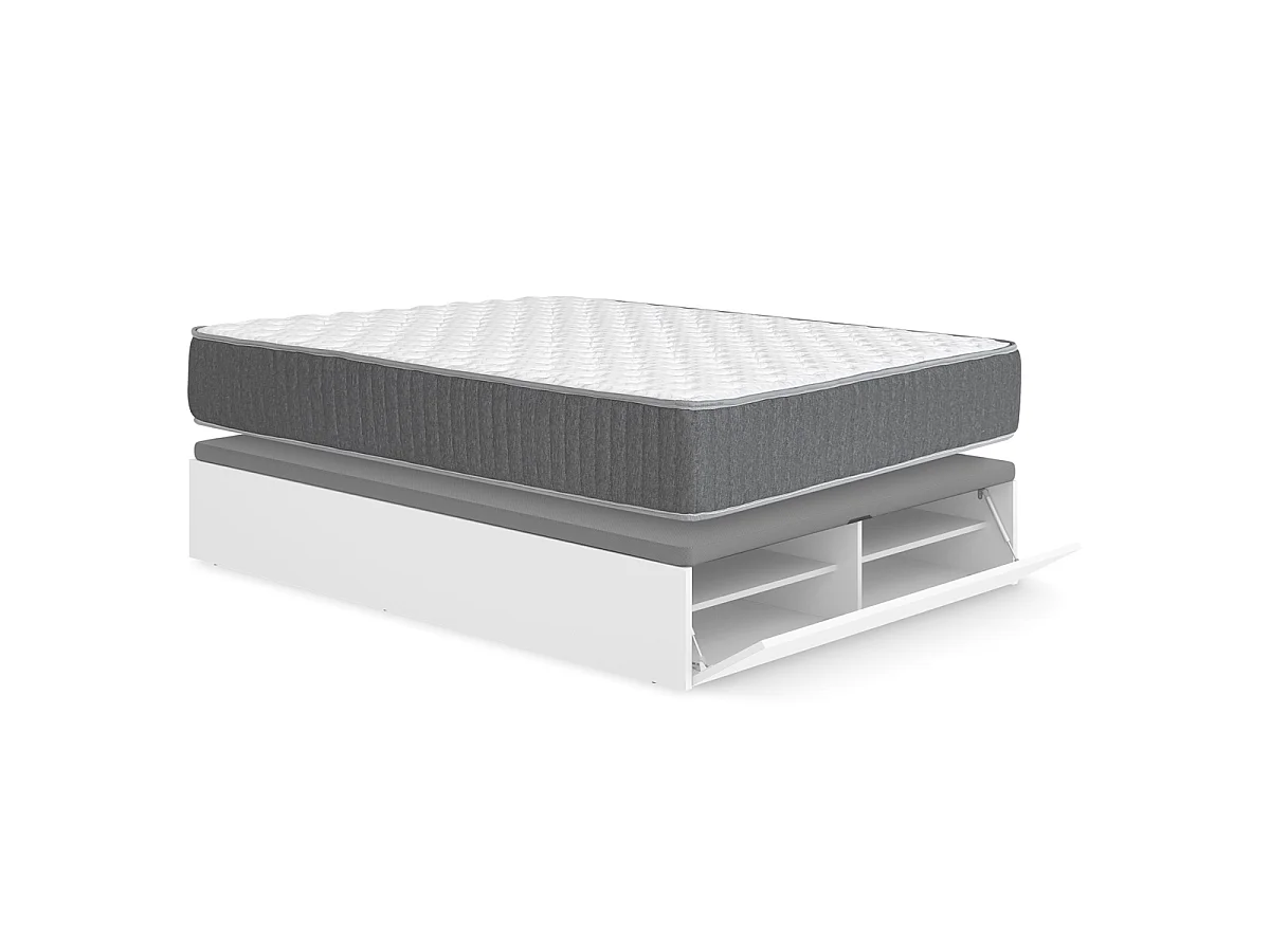 Pack ahorro matrimonio Canapé con zapatero Lan y Colchón viscoelástico y muelles Aurea 150 x 190 cm| Montaje Incluido (Solo canapé)