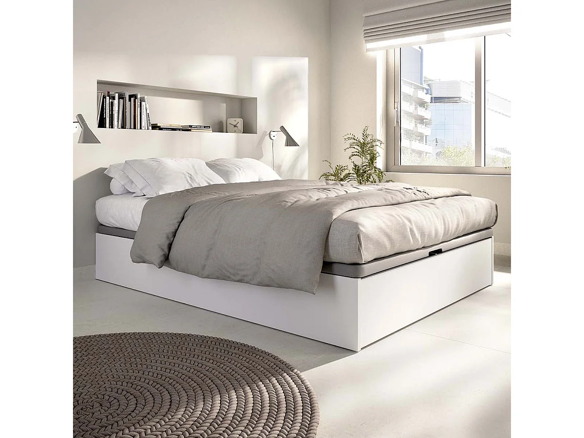 Pack ahorro matrimonio Canapé con zapatero Lan y Colchón viscoelástico y muelles Aurea 150 x 190 cm| Montaje Incluido (Solo canapé)