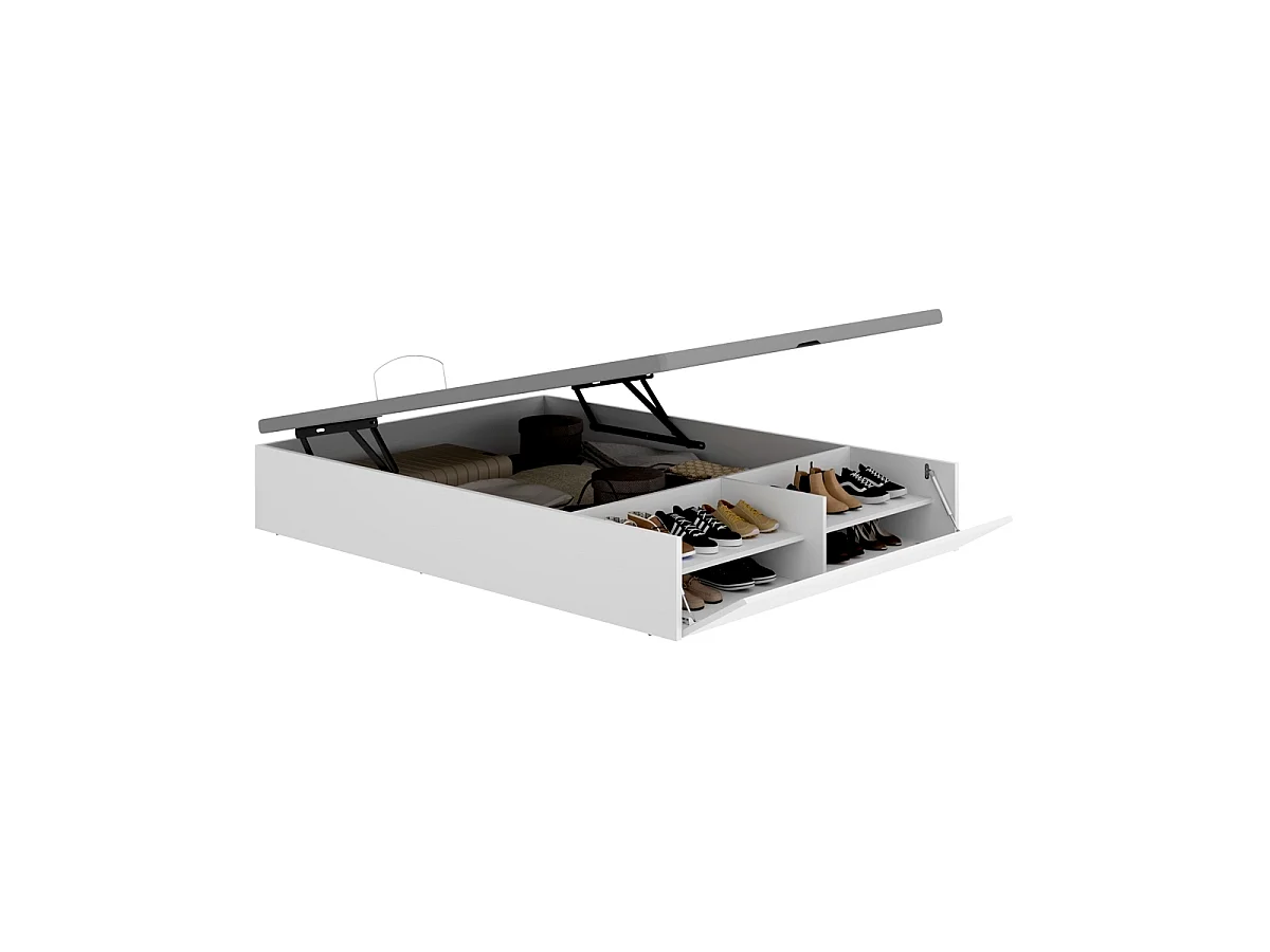 Pack ahorro matrimonio Canapé con zapatero Lan y Colchón viscoelástico y muelles Aurea 150 x 190 cm| Montaje Incluido (Solo canapé)