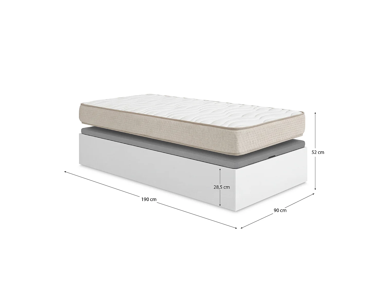 Pack ahorro juvenil Canapé abatible Nest con Colchón viscoelástico Nova Plus 90 x 190 cm| Montaje Incluido (Solo canapé)