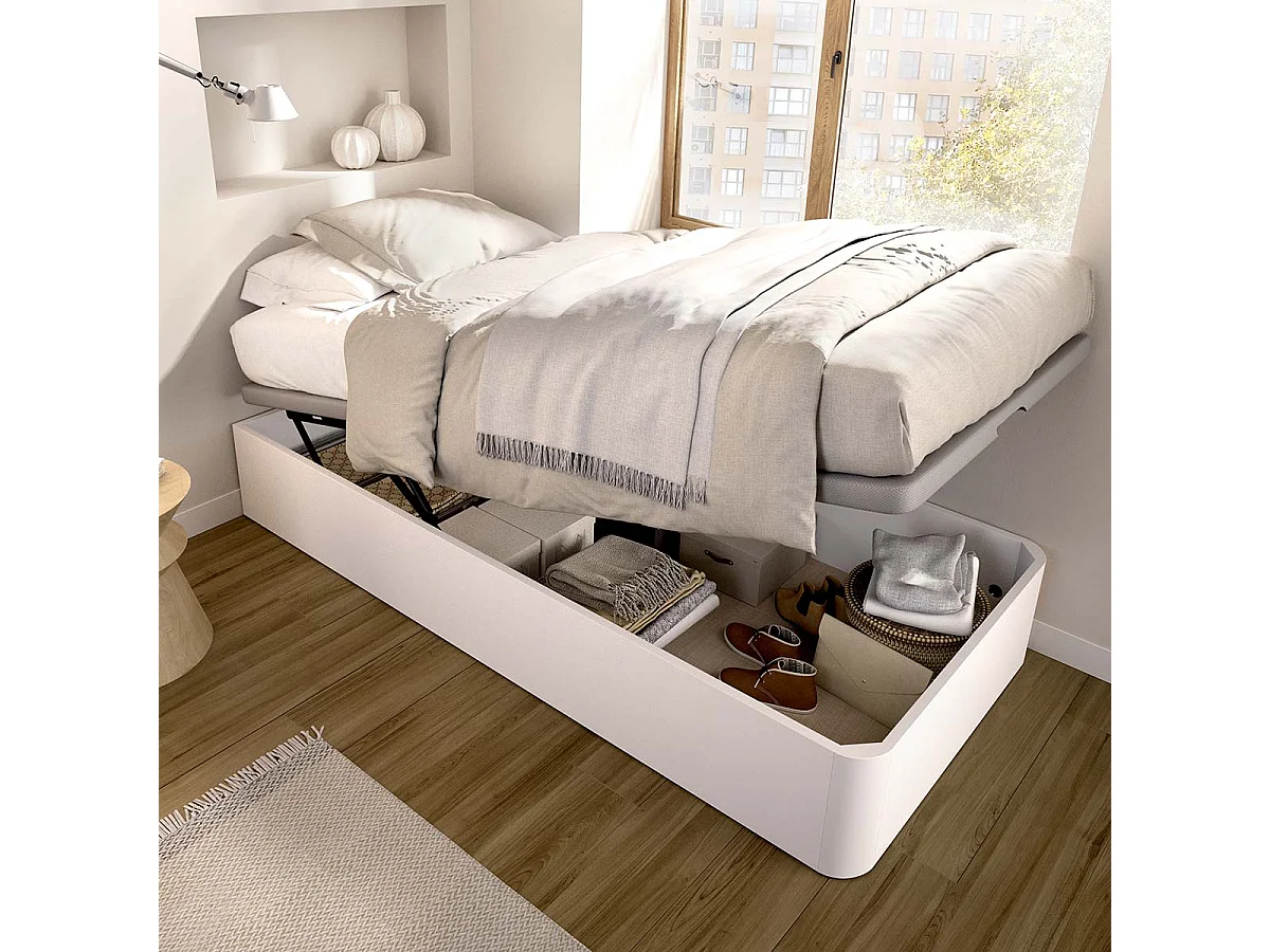 Pack ahorro juvenil Canapé abatible Round con Colchón viscoelástico Nova 90 x 190 cm| Montaje Incluido (Solo canapé)