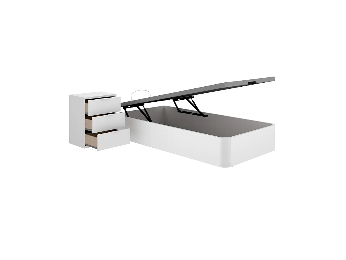 Pack ahorro juvenil Canapé Round con Colchón viscoelástico Nova Plus 90 x 190 cm y Mesita de noche Rio| Montaje Incluido (Solo canapé)