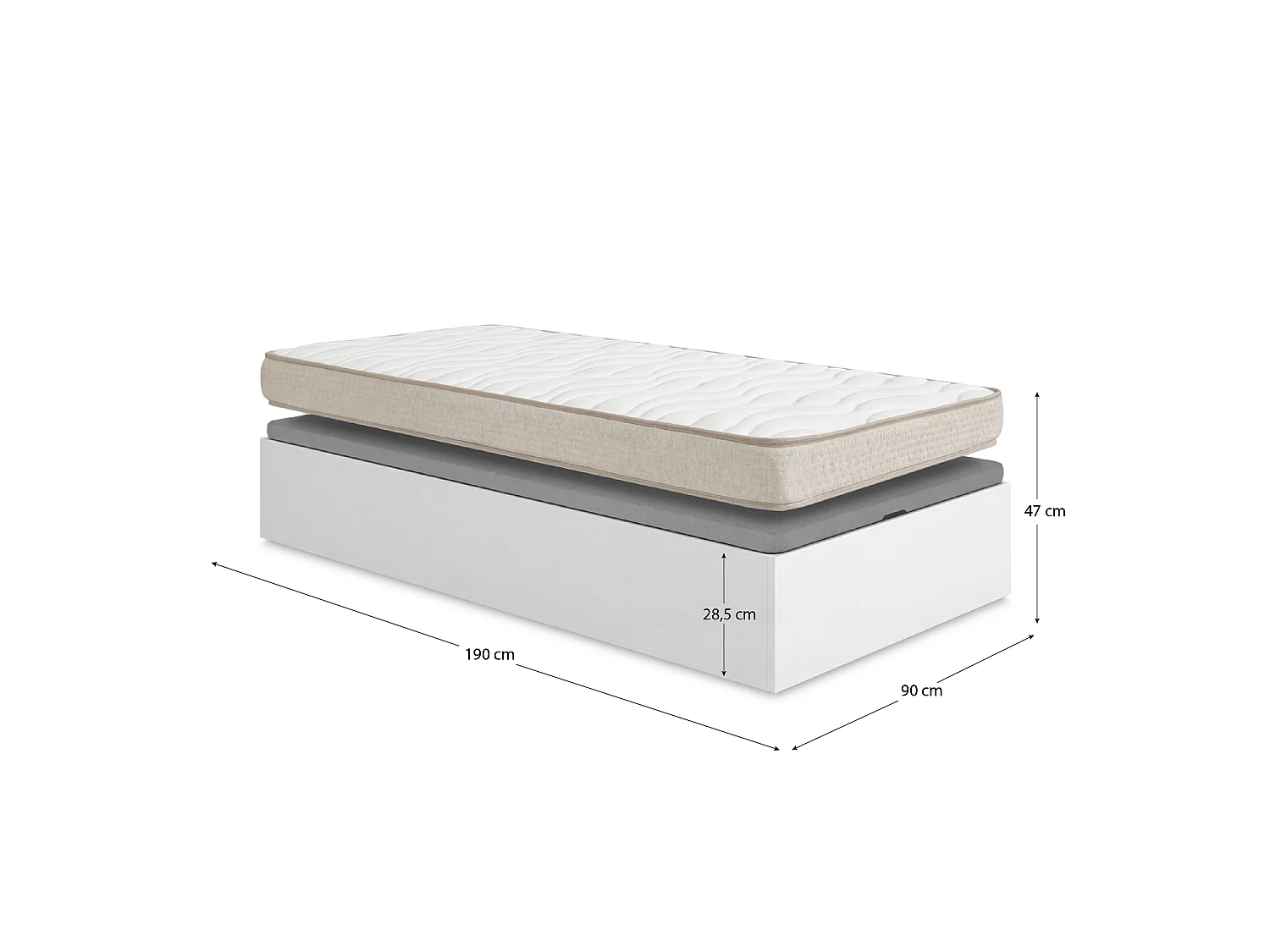 Pack ahorro juvenil Canapé abatible Nest con Colchón viscoelástico Nova 90 x 190 cm | Montaje Incluido (Solo canapé)