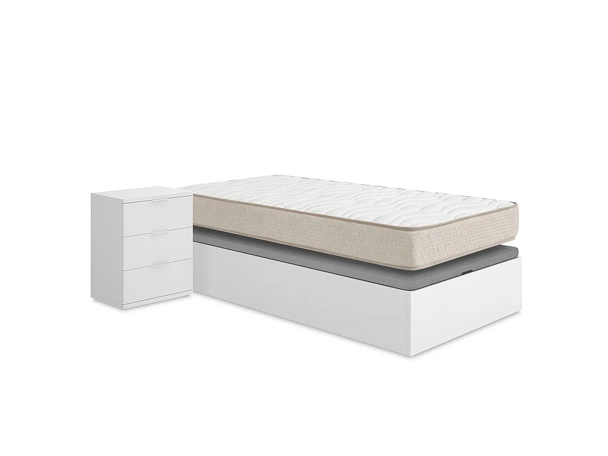 Pack ahorro juvenil Canapé Nest con Colchón viscoelástico Nova Plus 105 x 190 cm y Mesita de noche Rio| Montaje Incluido (Solo canapé)