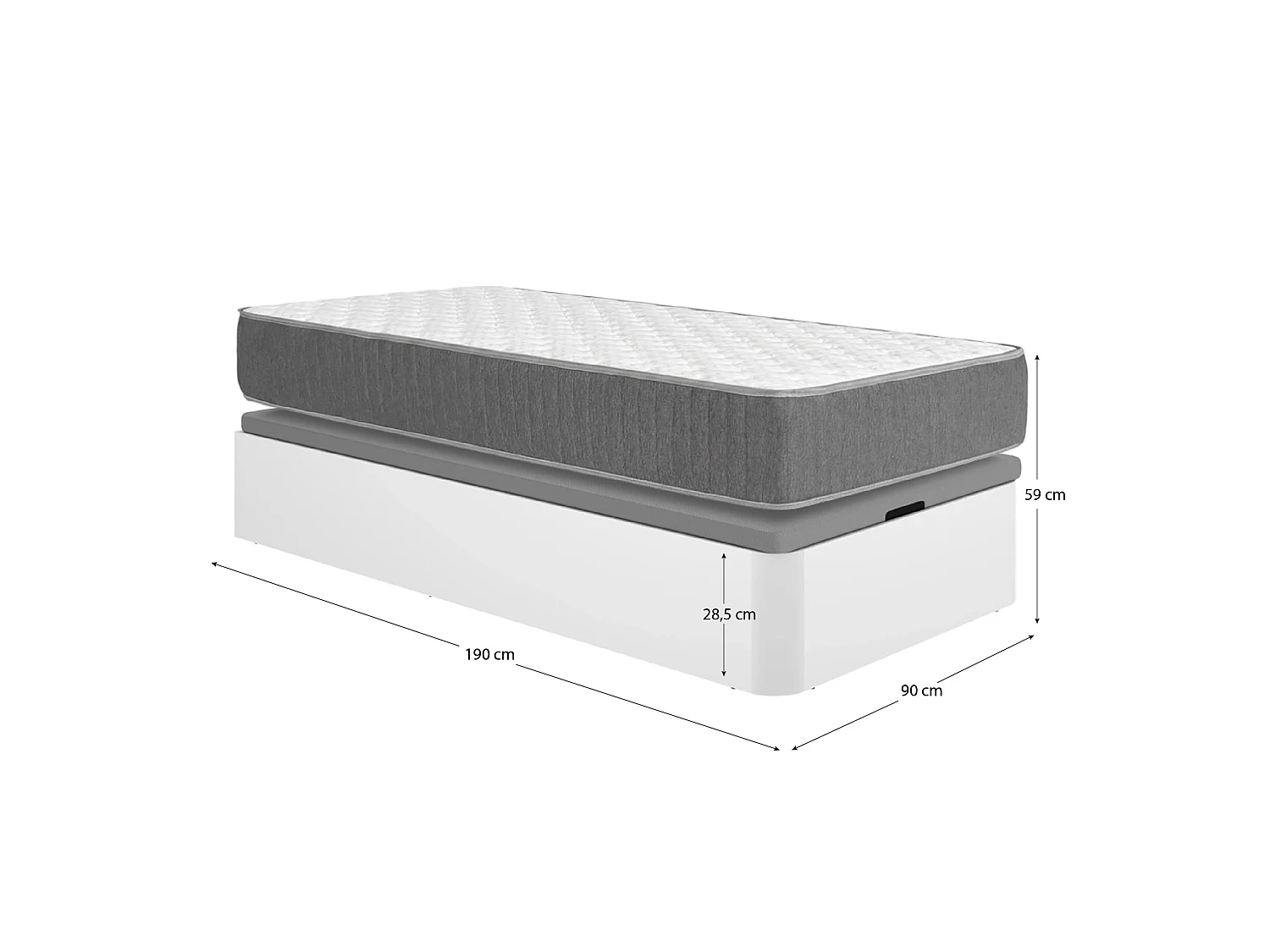 Pack ahorro juvenil Canapé Round con Colchón viscoelástico y muelles ensacados Aurea 90 x 190 cm| Montaje Incluido (Solo canapé)