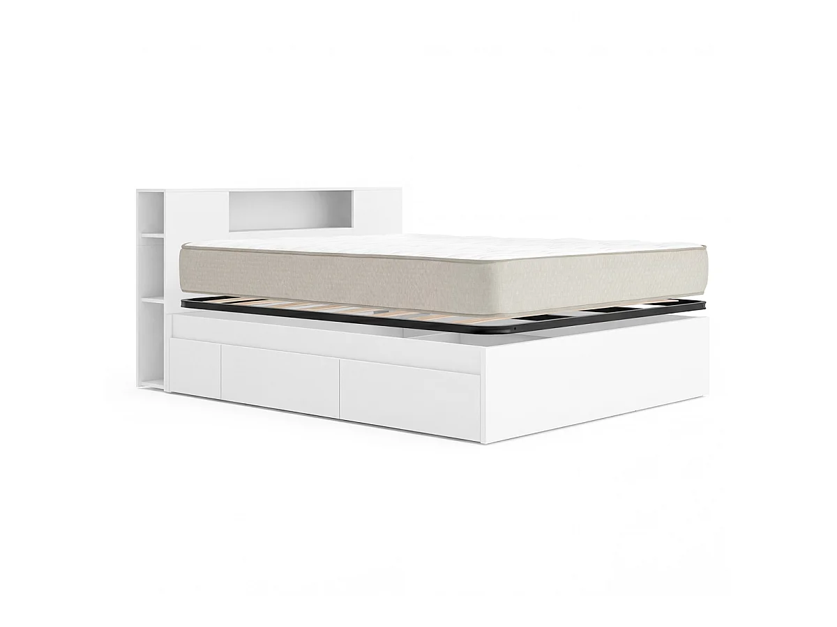 Pack ahorro matrimonio Cama compacta, Cabecero Ten, Colchón viscoelástico Nova Plus y Somier 150 x 190 cm